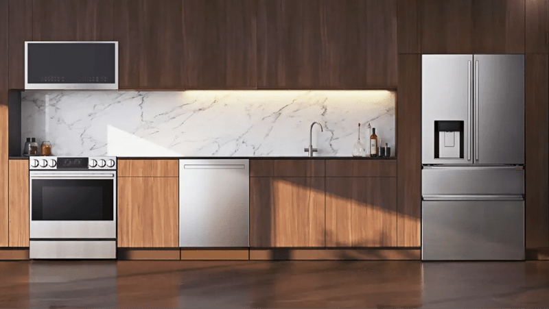 Various LG SIGNATURE appliances appear in various home settings. 