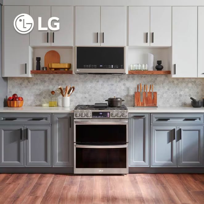 LG Range front view in a luxury kitchen