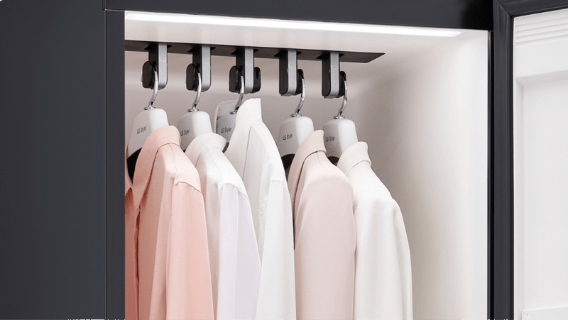 Closeup image of MovingHangers feature of LG Styler® Steam Closet.