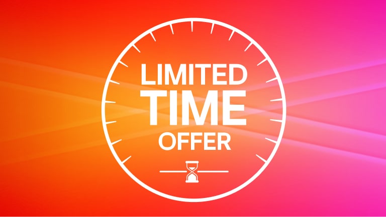 A clock image on a colorful background. Within the image, text reading “Limited Time Offer”.