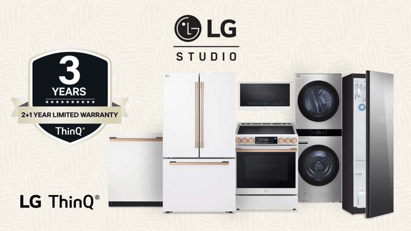 text reading LG STUDIO above images of appliances
