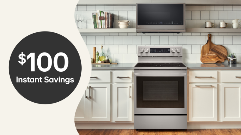 Save $100 on eligible microwave and range bundles