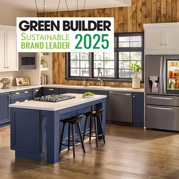 Green Builder Sustainable Brand Leader 2025 - luxury kitchen showcasing LG Appliances 