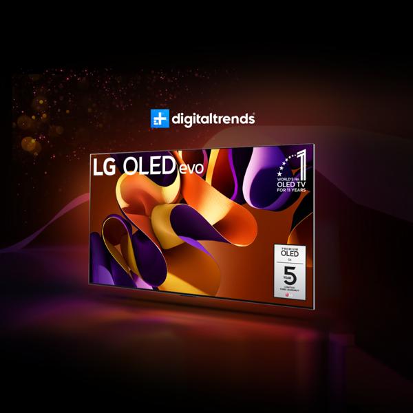 AN LG OLED TV on a multi-color background. “Digital Trends” title badge.