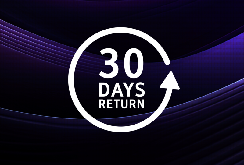 A graphic illustrating a 30-day return policy, emphasizing customer satisfaction and hassle-free returns.