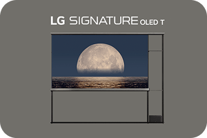An LG Signature OLED TV on a contemporary, minimalist stand.