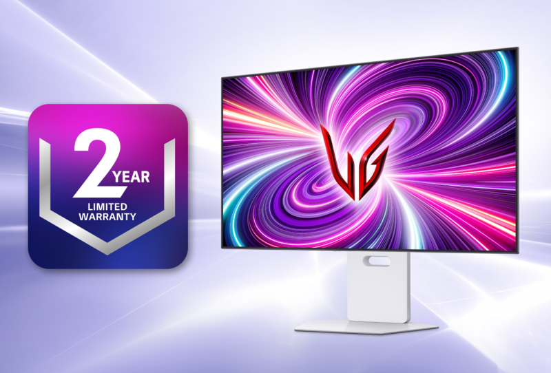 A LG UltraGear Gaming Monitor showcasing vibrant colors and a high refresh rate for an immersive gaming experience with 2-year limited warranty.