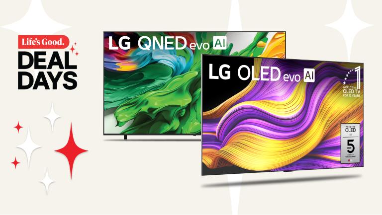 “Life’s Good Deal Days” title  badge. An OLED and QNED TV on a white background.