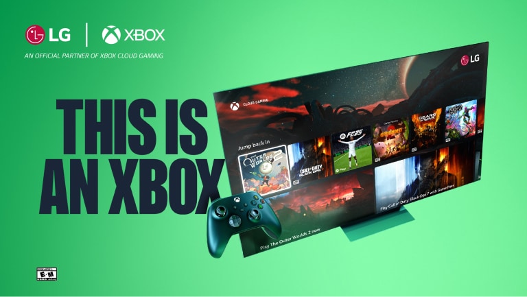 Monitor and gaming controller appear on black background. “This is an XBOX” text appears beside it.