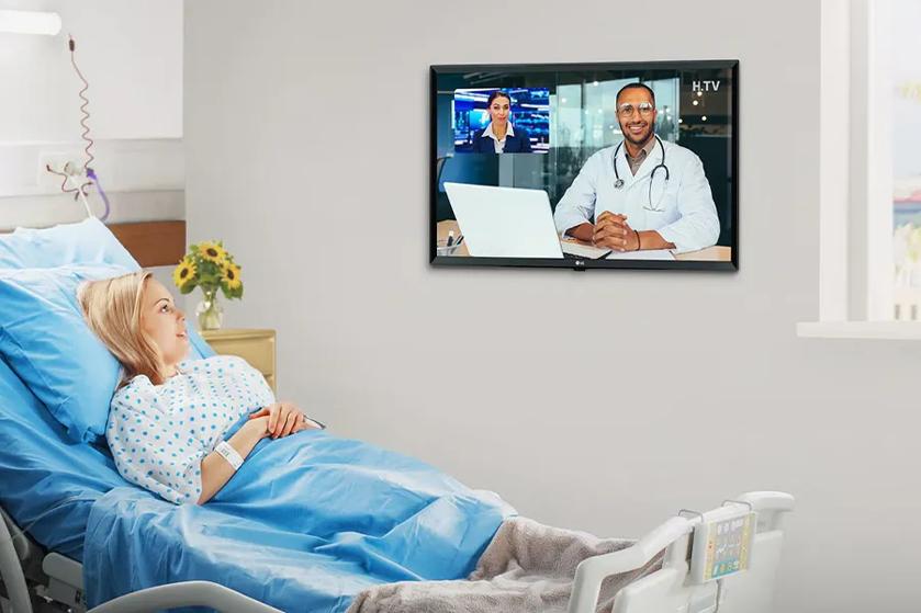Patient watching LG Hospitality TV.