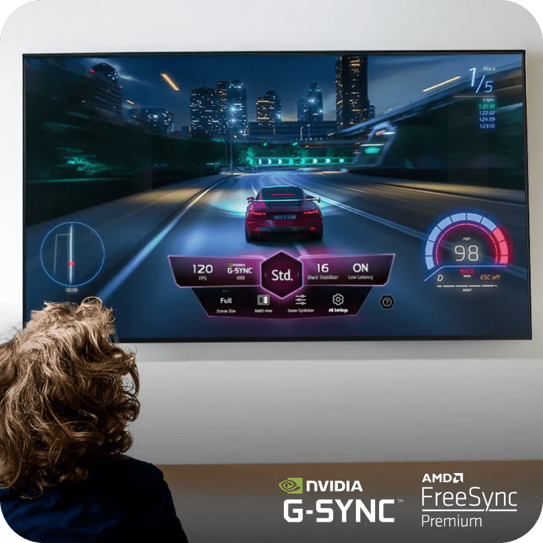 An LG TV displays a gallery of video game images and the Xbox Game Pass Ultimate logo.