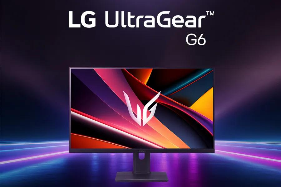 LG 27G64NA-B UltraGear Monitor with vivid color display showing vibrant gradient graphics