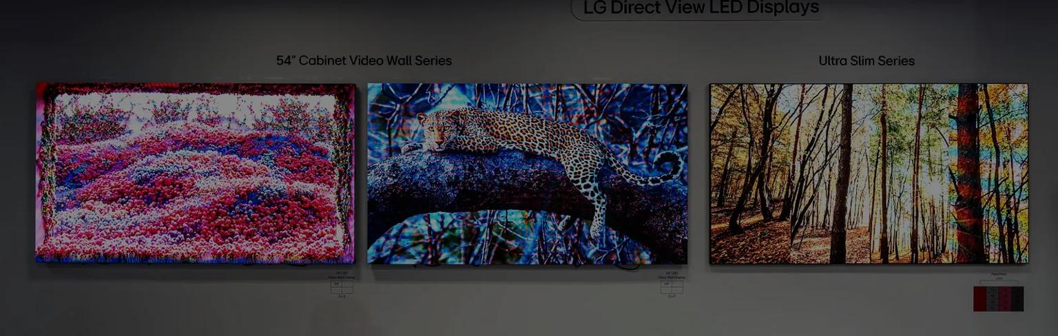 Three LG Direct View LED displays mounted on the Chicago BIC wall.