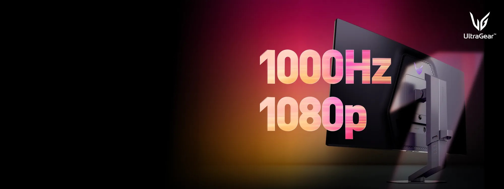 AN LG Monitor appears on an orange and red background with the text “1000Hz, 1080p” in the forground.