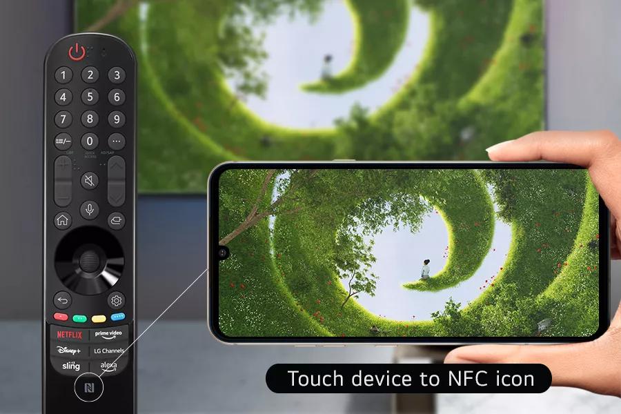Spend less time juggling remotes and more time enjoying your entertainment. Simply tap your mobile device to the NFC-enabled Magic Remote to control the TV and allow screen sharing.