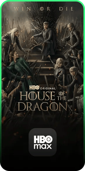 HBO Original House of the Dragon streaming on LG TV via HBO Max app, with tagline Win or Die