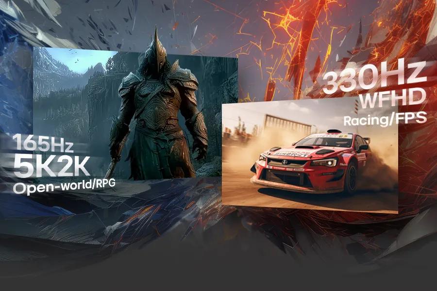 Dual Mode: 5K2K 165Hz for Detail or WFHD 330Hz for Speed