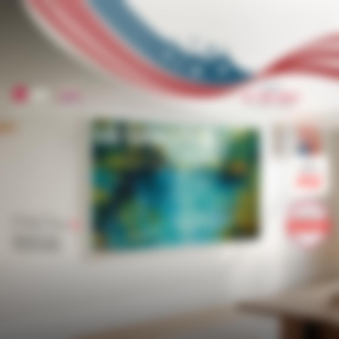An LG Gallery TV appears on a stars and stripes background. “Angi Free Installation” and “America’s Most Reliable line of TVs” badges. 

Text at bottom reads: Featured art by Carol Bednarski: Loupe Art | LG Gallery+