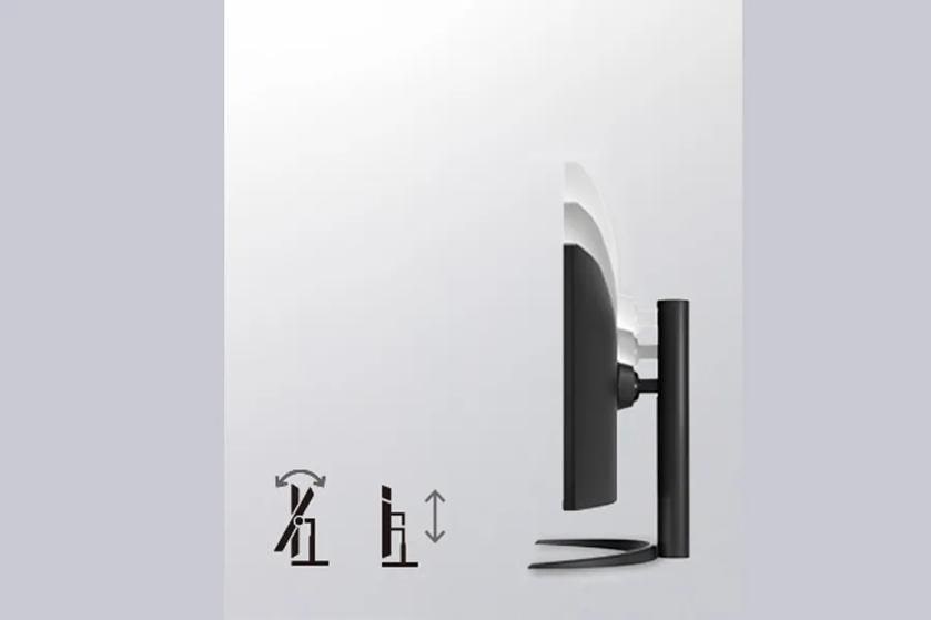 LG UltraWide monitor offering tilt and height adjustment.