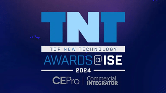 TNT Top New Technology Awards@ISE 2024, featuring CEPro and Commercial Integrator logos.