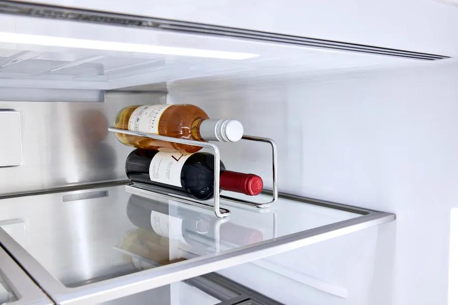 Wine rack on refrigerator shelf