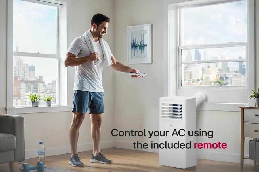 control your AC using the included remote.