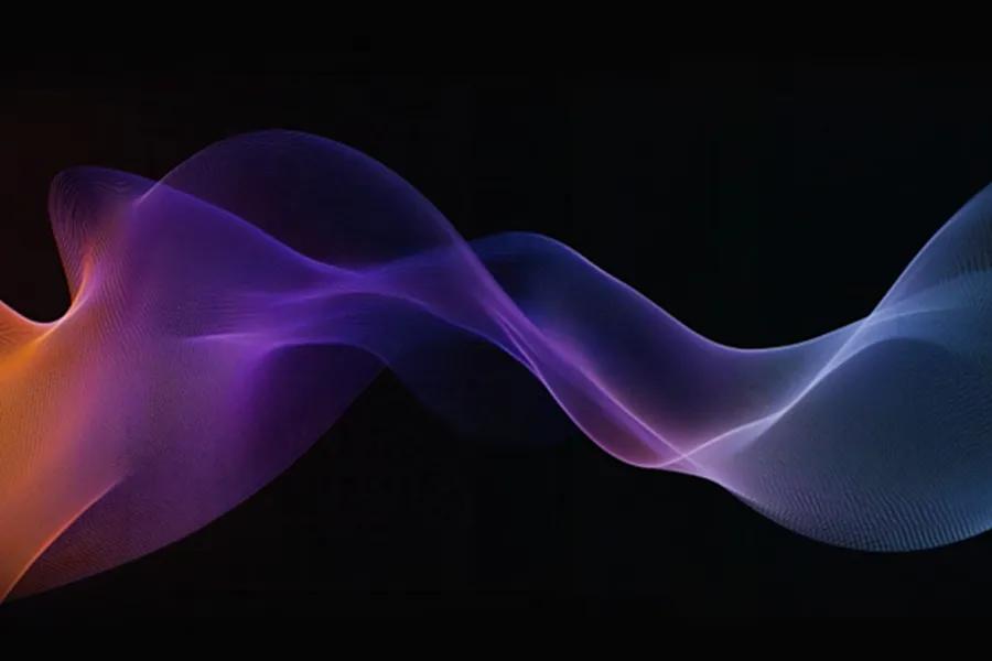 27U511SB-W LG Smart Monitor with smarter control features showing colorful flowing wave visualization on screen