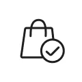 A shopping bag icon with a checkmark