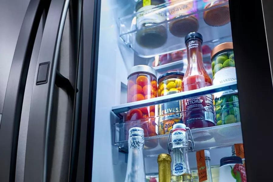 Refrigerator interior showcasing InstaView Door in Door