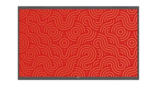 LG CreateBoard with a red and gold pattern on its display