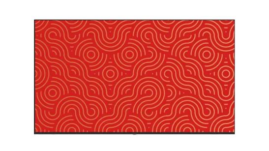 LG professional TV with a red and gold pattern on its display