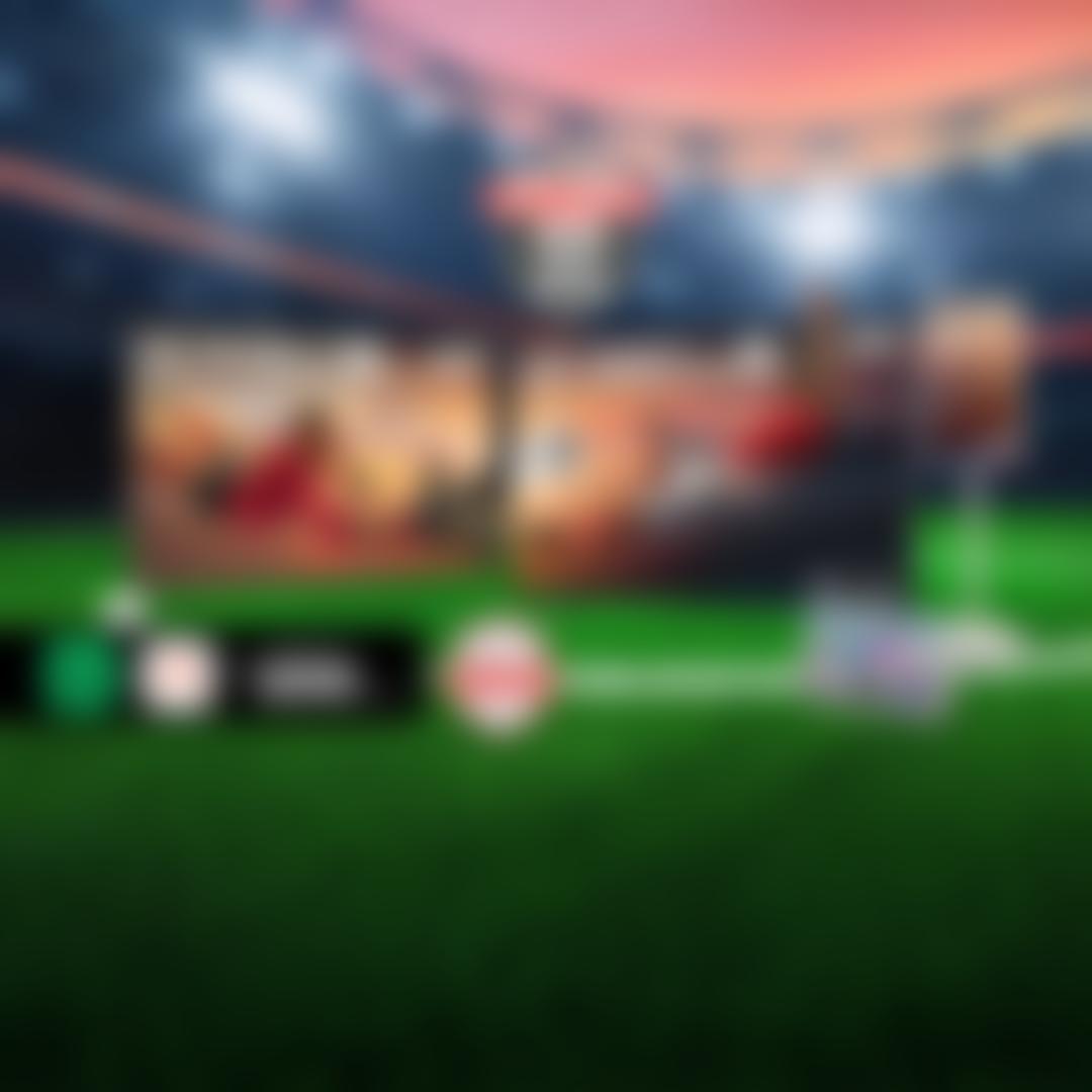An LG OLED and QNED Mini LED TV appear beside a StanbyME 2 in soccer stadium setting. Screens show a player and goalie in action. “Game Changers Event 2026” “America’s Most Reliable Line of TVs” badges. “Uber Eats or DoorDash $200 credit” pop-out text.