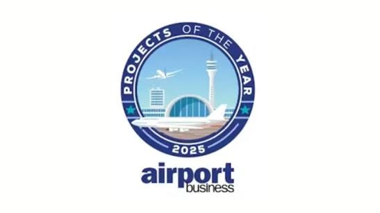 Circular logo with an airport scene, labeled "Projects of the Year 2025."