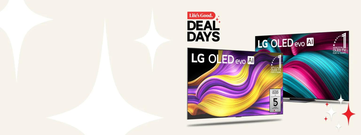 “Life’s Good Deal Days” title badge. 2 OLED TVs side-by-side with “World’s No. 1 OLED TV for 12 Years” infill. 