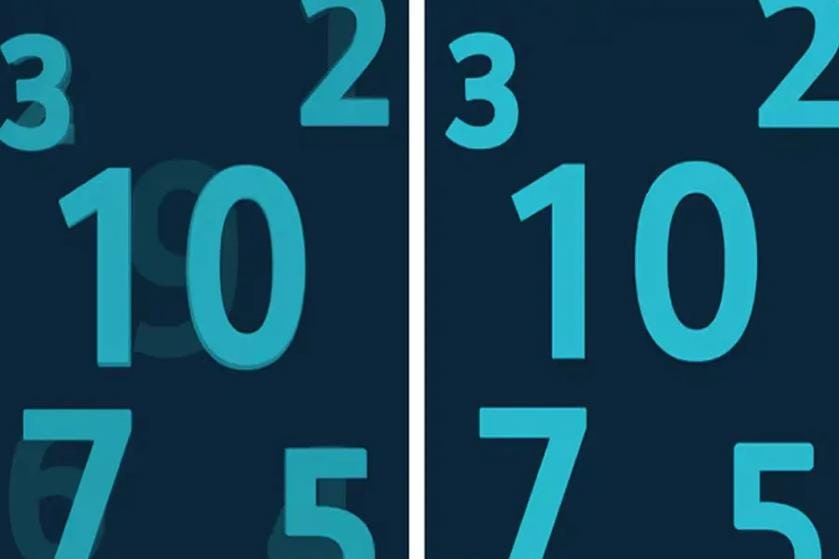 Image showing numbers on a dark blue background; left side has overlapping numbers, right side has clear numbers.