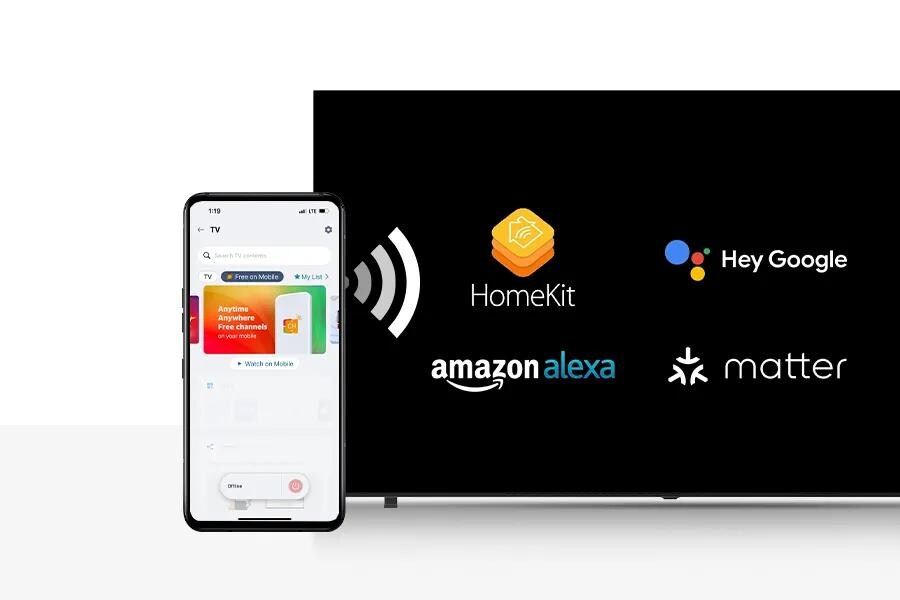 Search TV contents
Free on Mobile
*My List >
Anytime
Anywhere
Free channels
on your mobile
Offi
Watch on Mobile
Hey Google
HomeKit
amazon alexa
matter