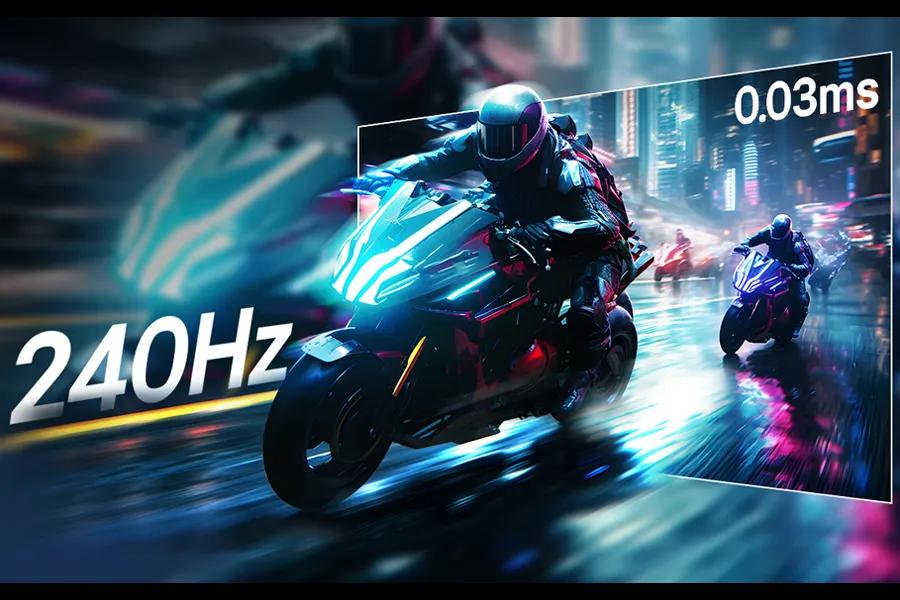 LG 45GX90SB-B UltraGear OLED Gaming Monitor featuring 240Hz refresh rate and 0.03ms response time with racing game