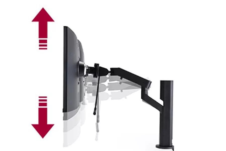 The stand allowing for flexible height adjustment up to 150mm