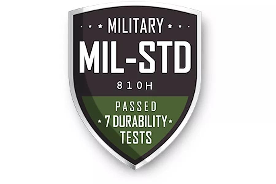 the laptop meeting the MIL STD 810G military standard for reliability and durability