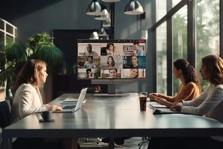 LG Express Install solution being used during a conference call. 