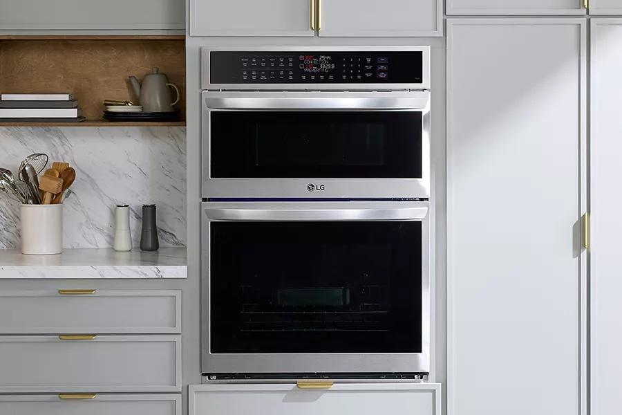 Double wall oven with deals built in microwave