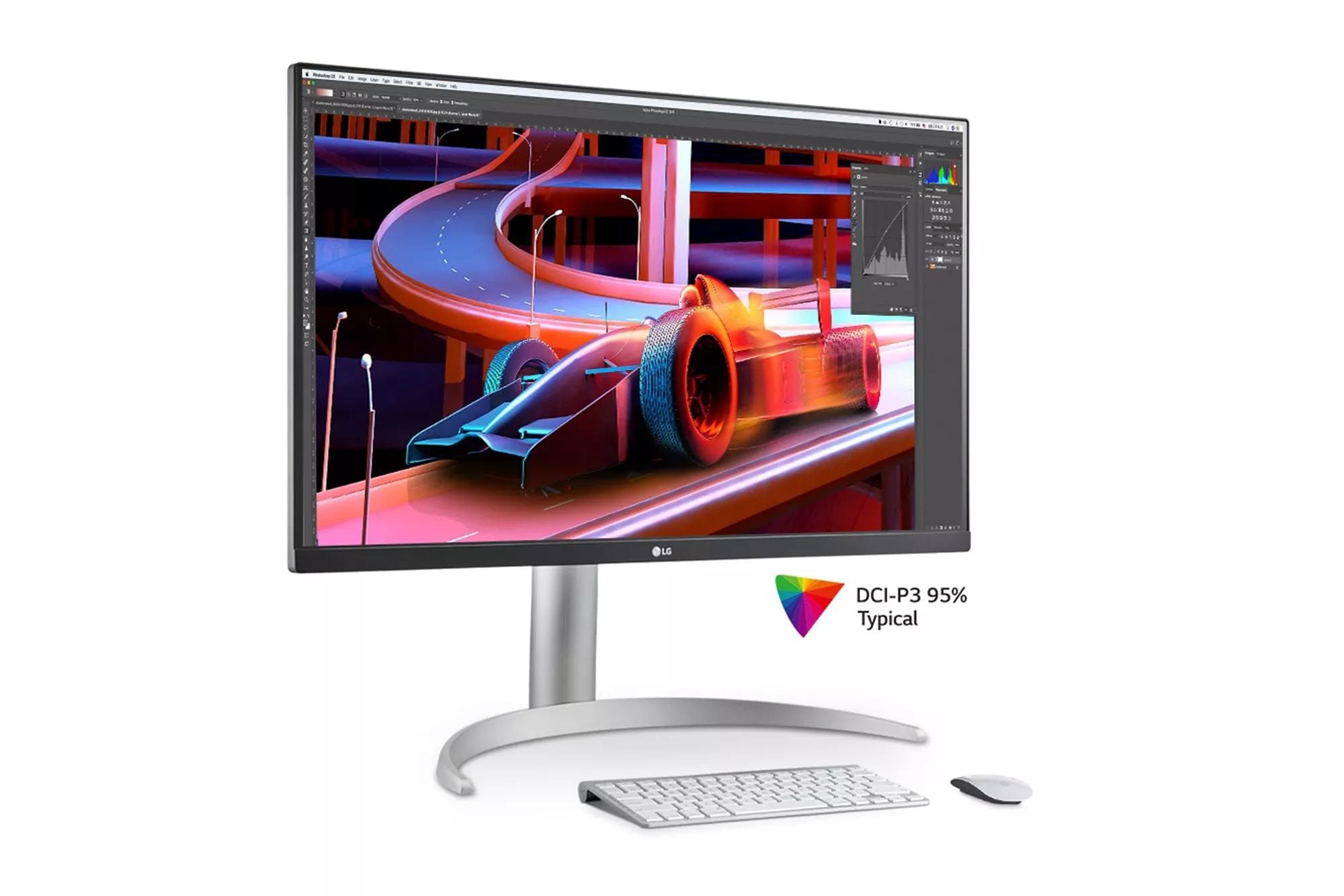 LG UltraFine UHD 27-Inch 4K UHD 2160p Computer Monitor 27UN850-W, IPS with  VESA DisplayHDR 400, AMD FreeSync, and USB-C, White,Silver