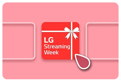 A red arrow hovers over the LG Streaming Week app icon.