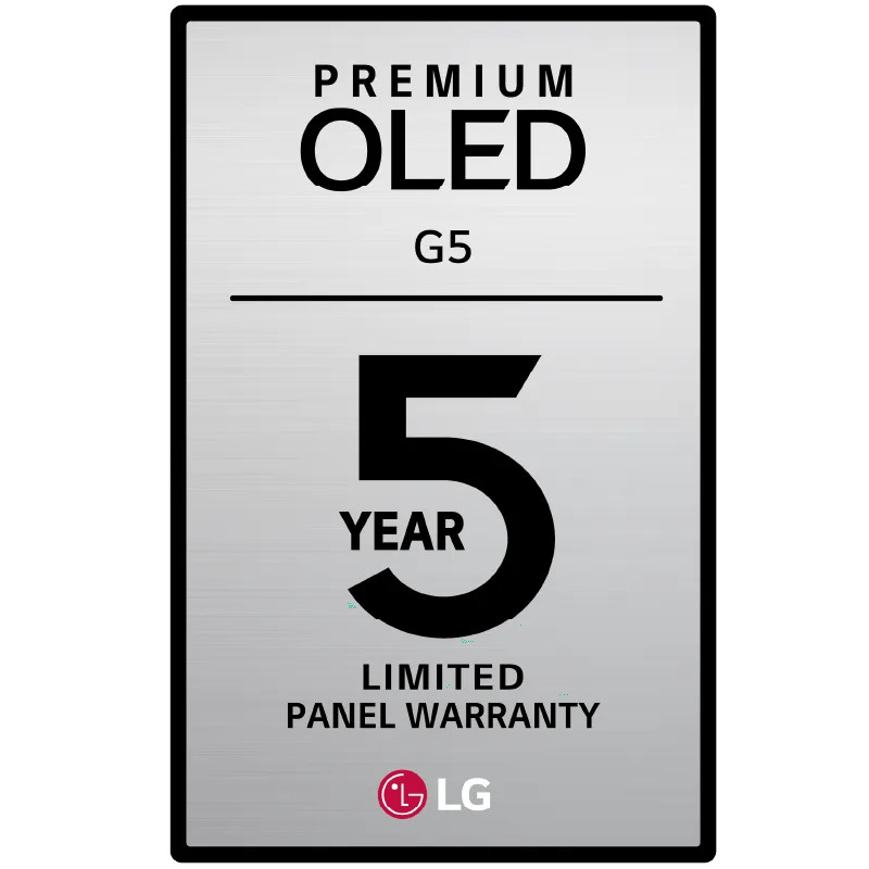 Premium OLED G5 5 Year Limited Panel Warranty Badge.