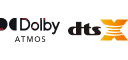 Dolby Atmos and DTS:X logos indicating features included.