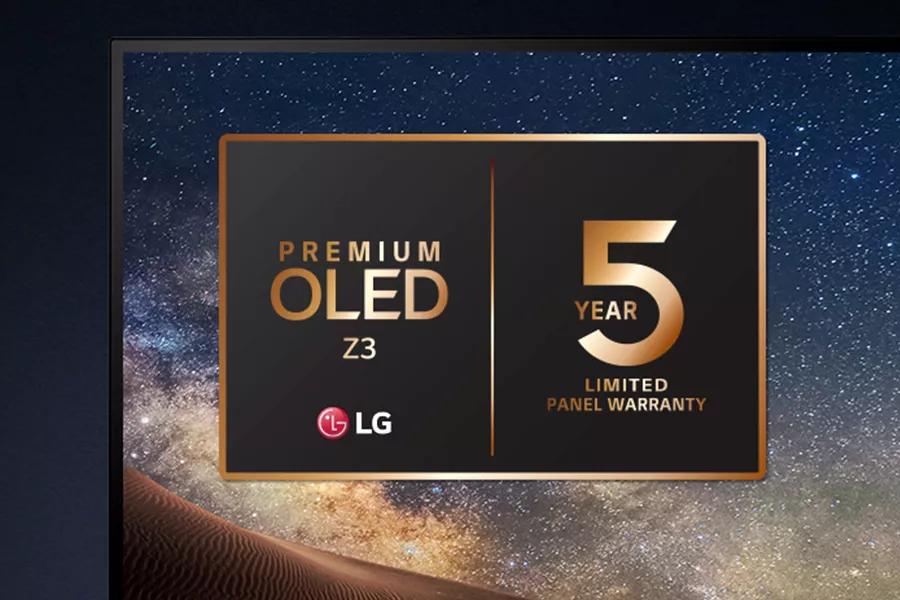 LG's 5-year limited panel warranty certification for the OLED evo Z3.