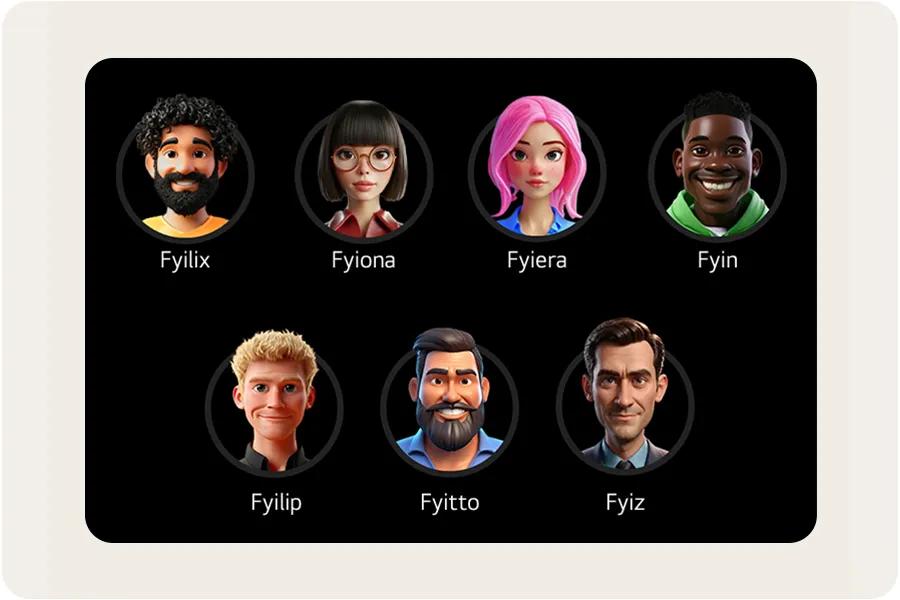 Image of different AI personas within the FYi Raidio app