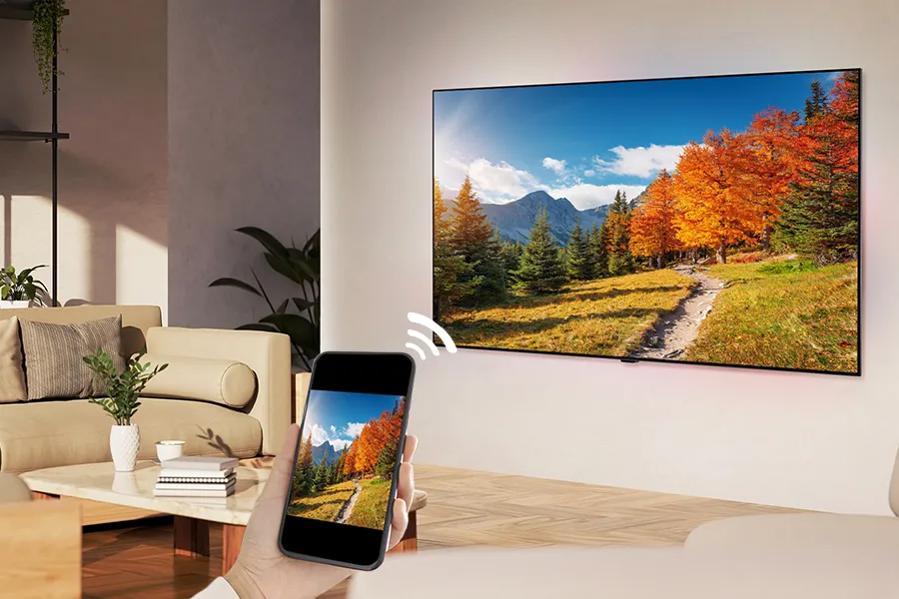 Phone casting landscape photo to smart TV screen