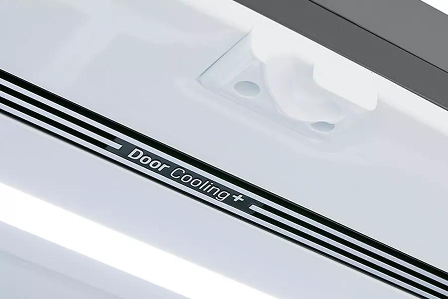 A close up image of the door cooling vent on the ceiling of the refrigerator.