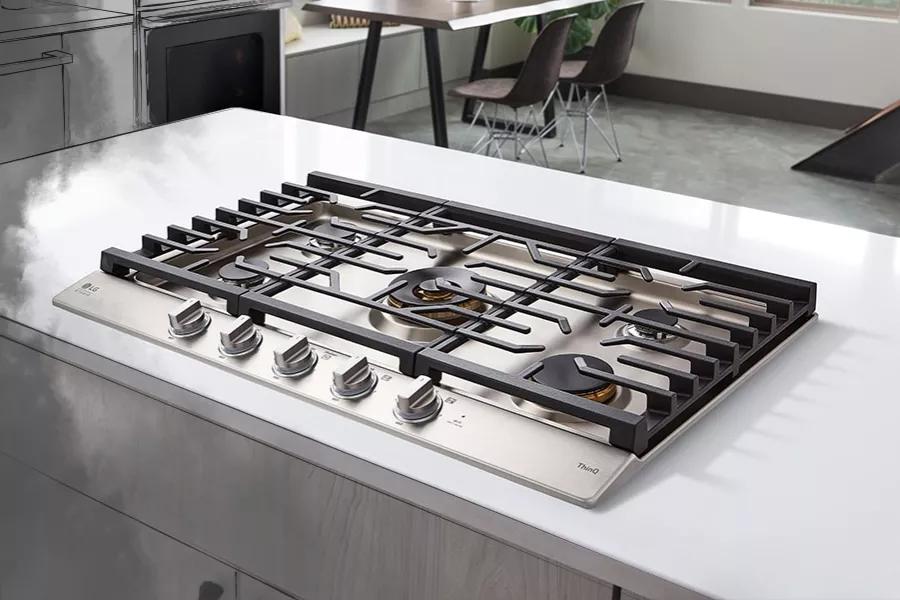 CBGJ3627S LG Appliances 36 Smart Gas Cooktop with UltraHeat™ 22K BTU Dual  Burner and LED Knobs